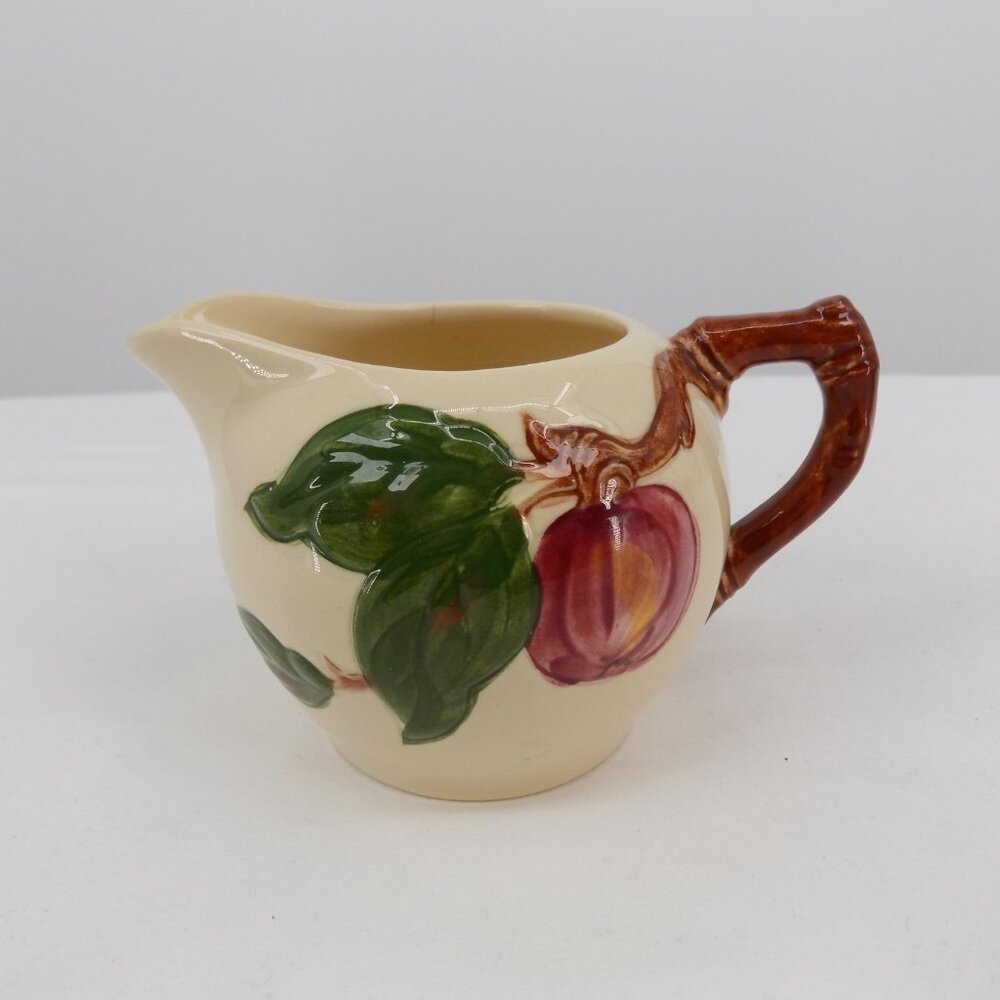 Franciscan Apple Individual Creamer Sugar Bowl set Lid VTG 1940s California FLAW - Picture 8 of 13